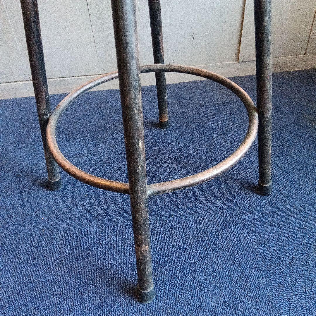 ブラウンレザー調 バースツール　椅子　昭和レトロ　アイアン