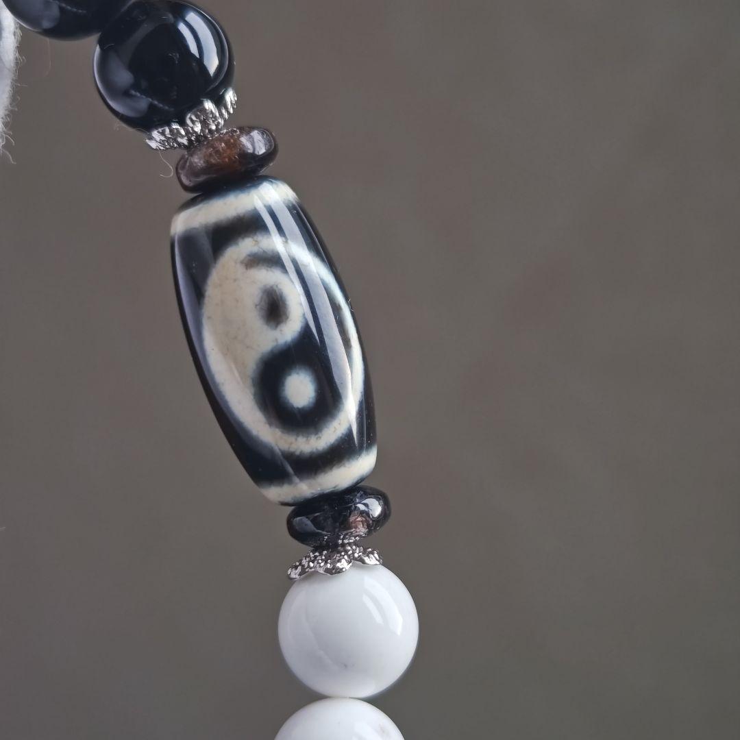 新作♡陰陽太極天珠、黒北投石、天然ホワイトオニキス