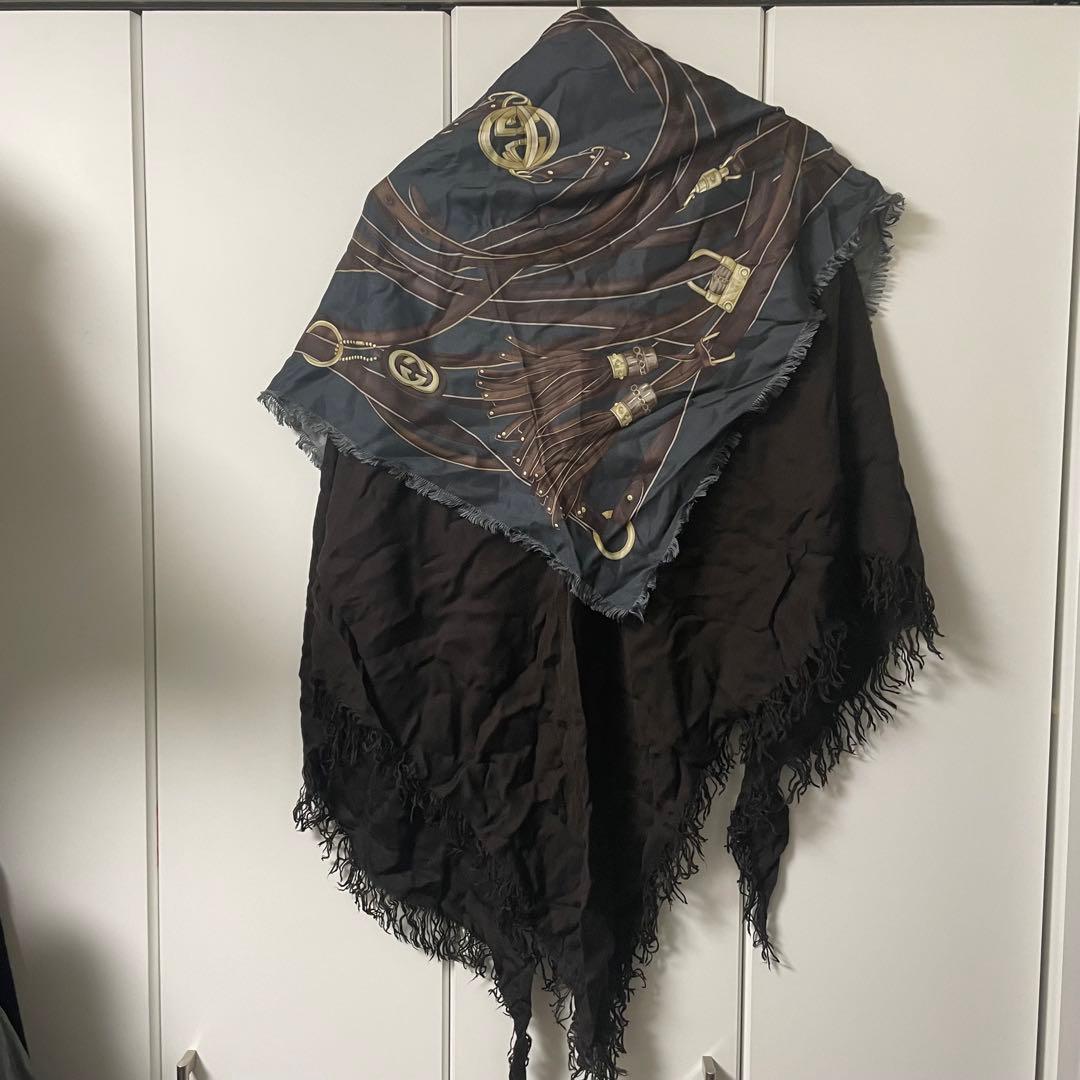 gucci グッチ　アフガンストール スカーフ　ドッキング