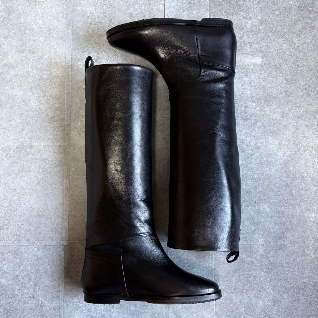 【未使用品】REMME レメ ワイドシャフト レザー ロングブーツ 23cm 黒