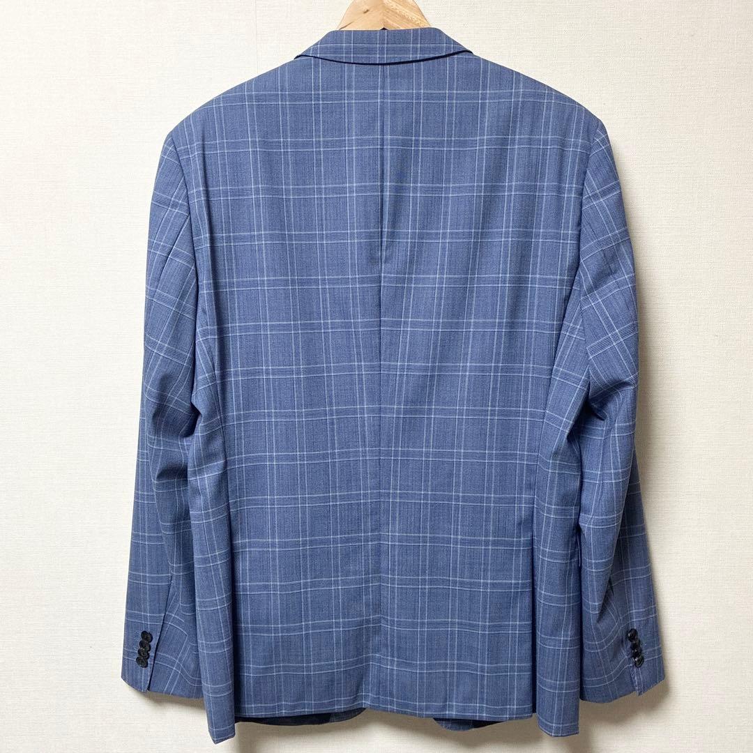 美品 現行タグ ヒューゴボス カルロバルベラ セットアップスーツ 青 チェック
