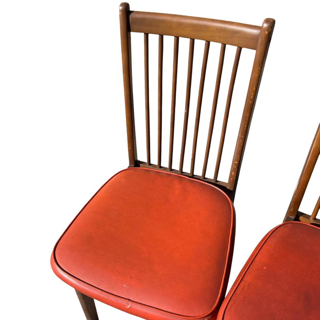 HAMAMOTO（ハマモト）製 木製ダイニングチェア 4脚セット　赤