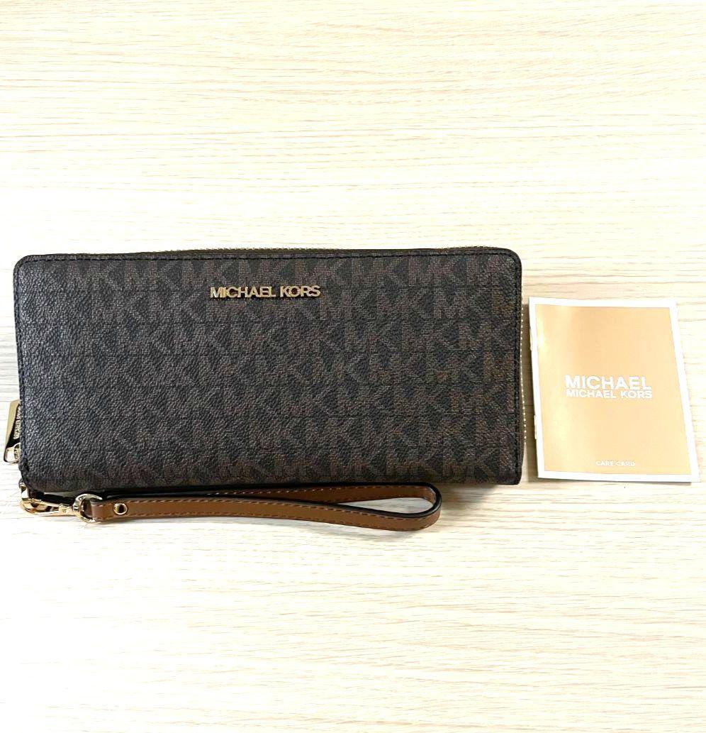 【お値下げ】新品 マイケルコース レザー 長財布 ウォレット ロゴ ブラウン