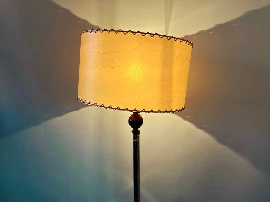 DEMODE購入 ヴィンテージ フロアランプ 真鍮×木製 アンティーク シェード