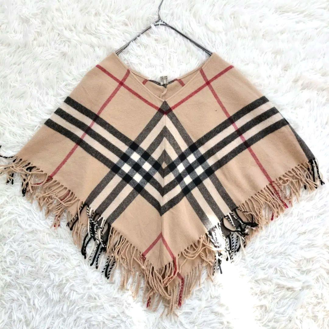 【希少】バーバリー バーバリーロンドン ウール カシミヤ ノバチェック ポンチョ