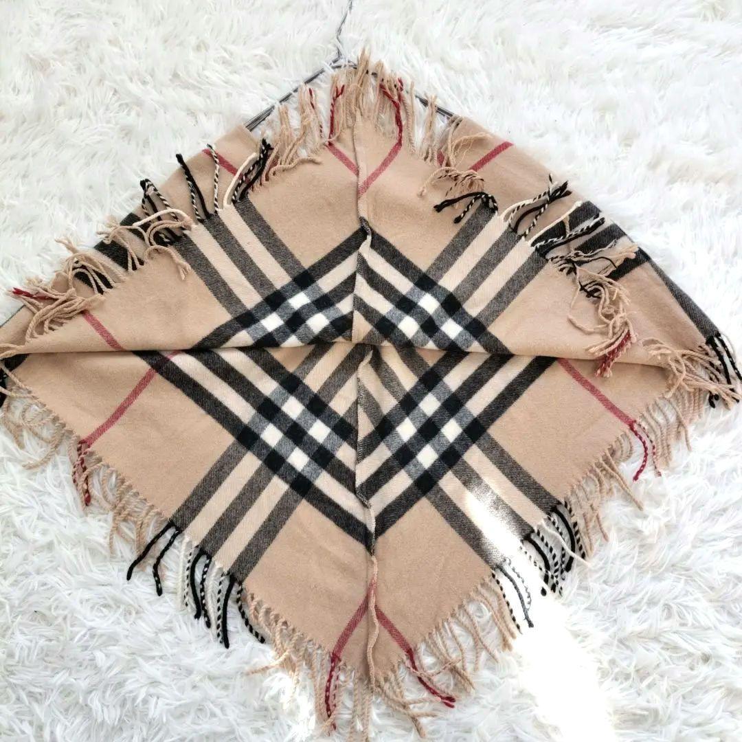 【希少】バーバリー バーバリーロンドン ウール カシミヤ ノバチェック ポンチョ