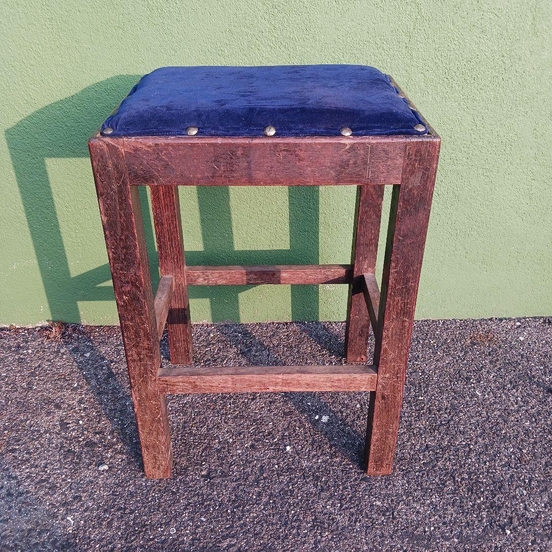 昭和レトロ　スツール　角スツール　椅子　木製　アンティーク