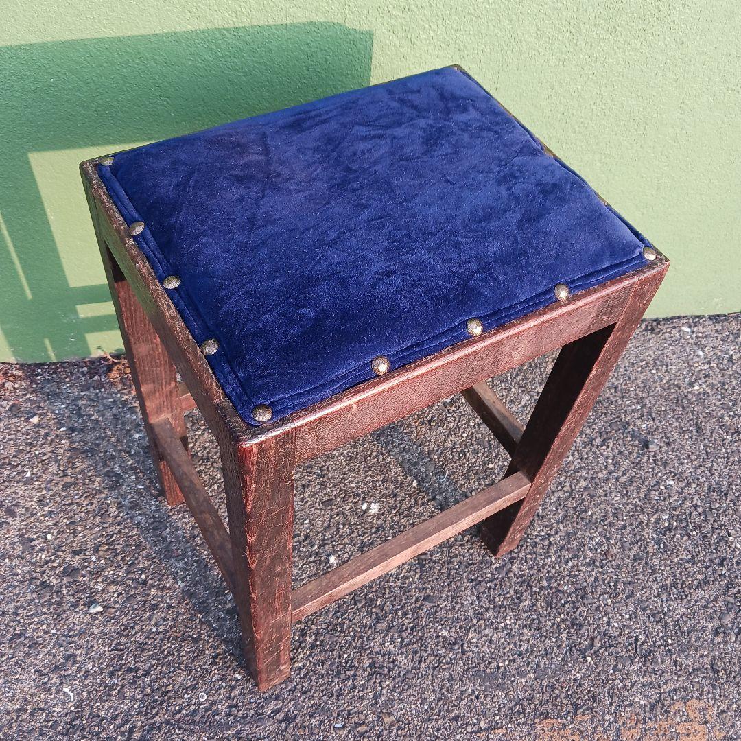 昭和レトロ　スツール　角スツール　椅子　木製　アンティーク