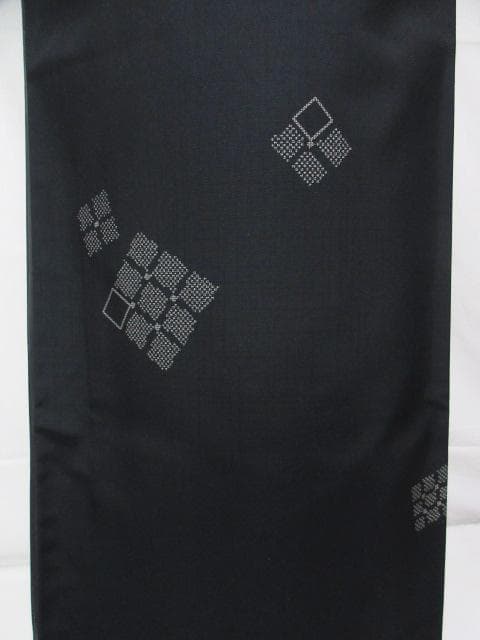 未着用に近い！本場縞大島＊本場大島紬＊黒＊飛び柄＊訪問着＊１６４ｃｍ＊裄６５