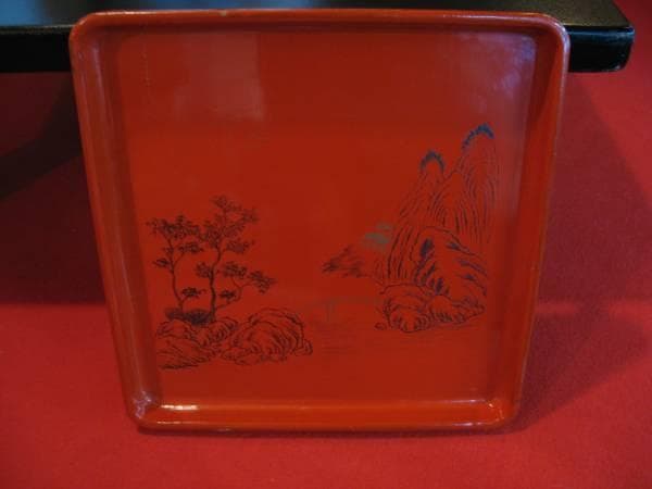 朱塗りお膳5膳セット　　飾り盆・運び膳・花盆台、慶事用・・等