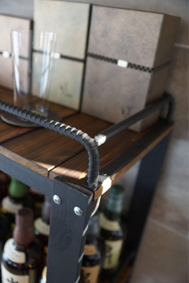 ウイスキーラック　棚　鉄×木製アイアンラック／おうちバー・ボトル棚・酒棚 012