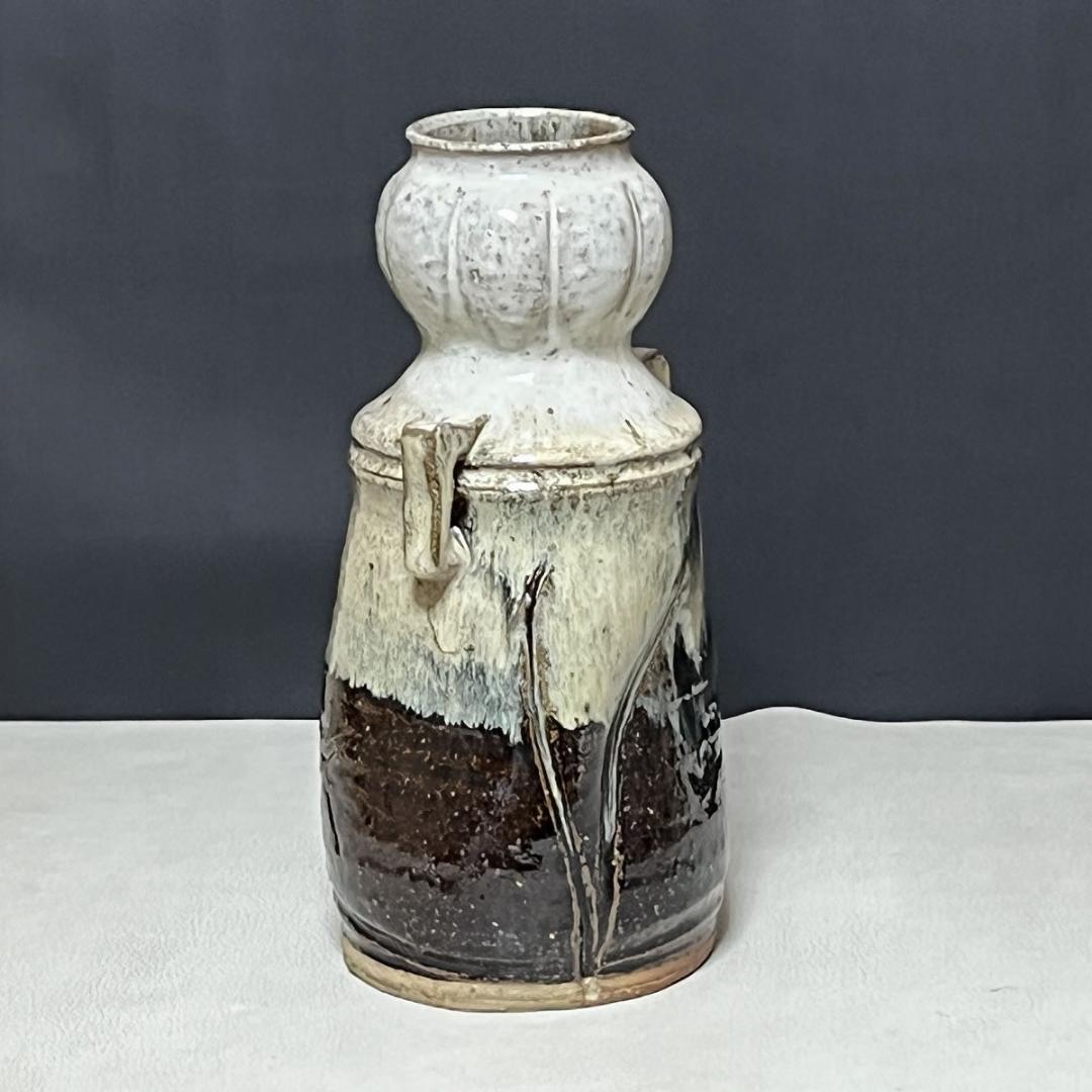 kei 高取焼宗家 十二代 高取八山 高取 耳付 花入 共箱 k3540