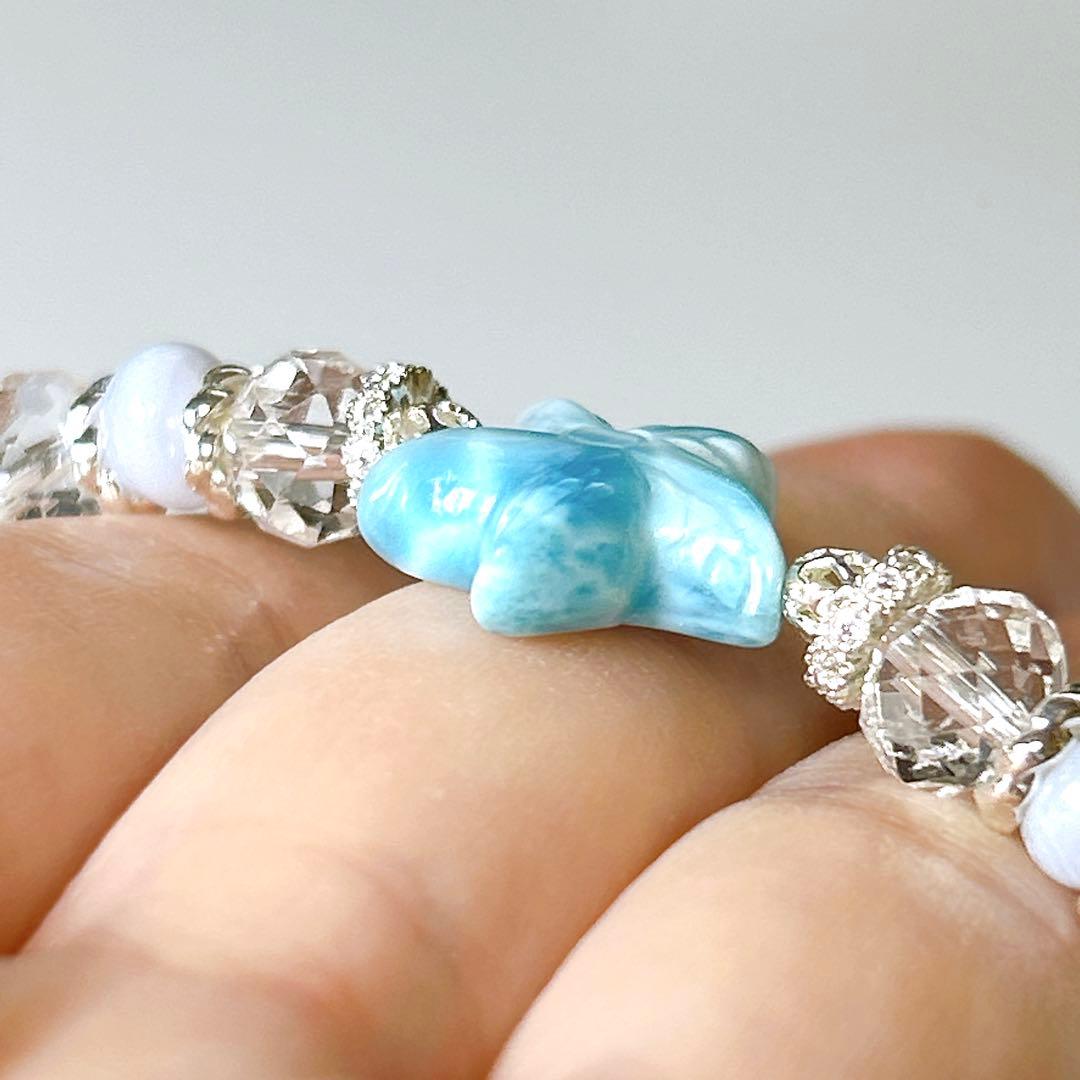 ヒトデのラリマーとキラキラボタンカット水晶