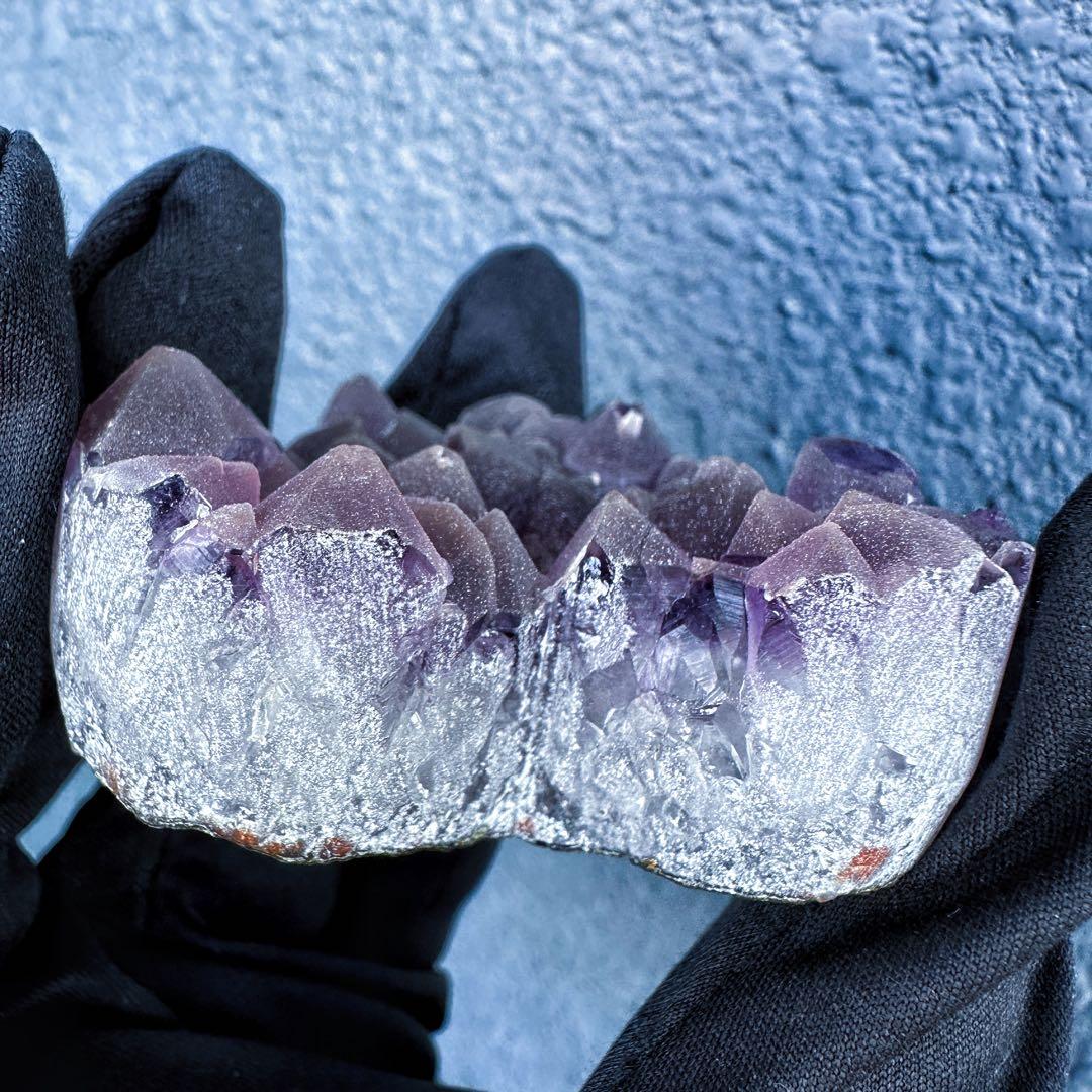 希少2回結晶❗️アメジストハート型❤︎クラスターパワーストーン原石水晶A1309