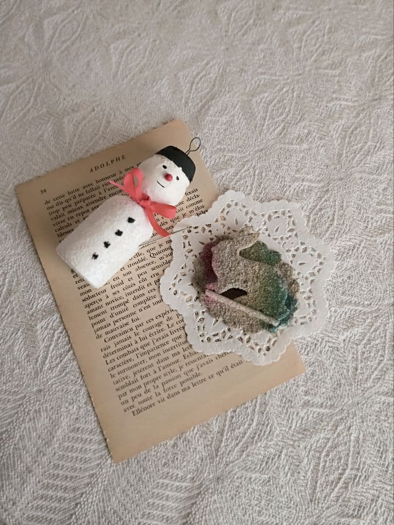 * vintage ornament SET ୨୧ 可愛い雪だるまさん ＆ ウサ