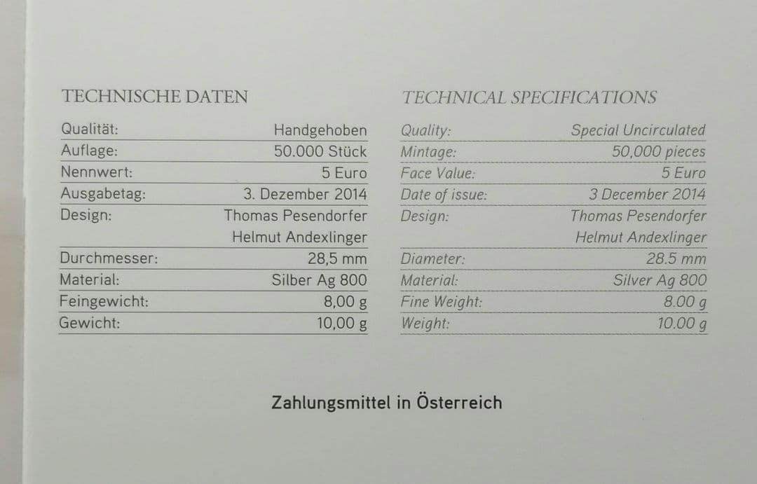 オーストリア記念銀貨。