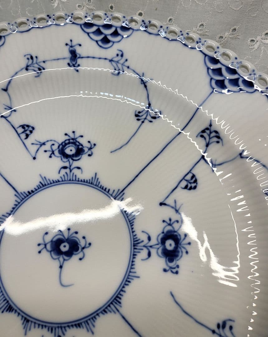 未使用✨ロイヤルコペンハーゲン ブルーフルテッド フルレース 大皿 プレート深皿