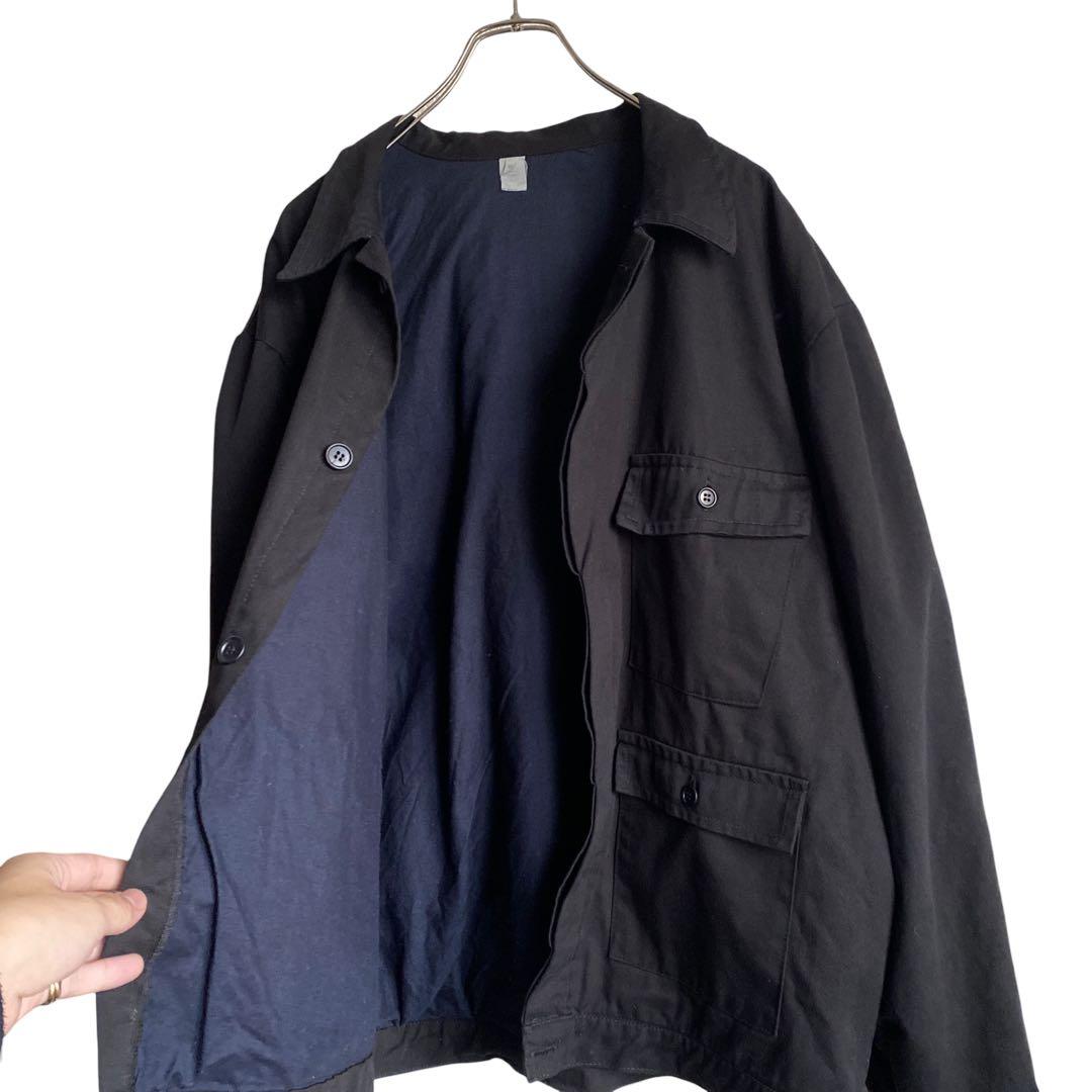 70s80s Euro vintage ブラック コットンツイルワークジャケット