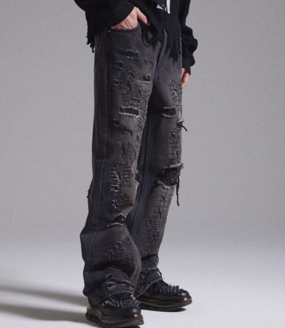 【GRANCY】ハイダメージストレートデニムパンツ