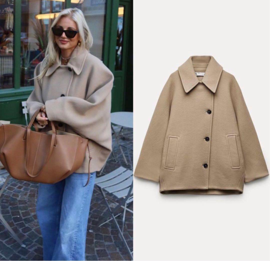 [即日発送]最安値♡ワンホン♡zara♡ウール♡オーバーサイズショートコート