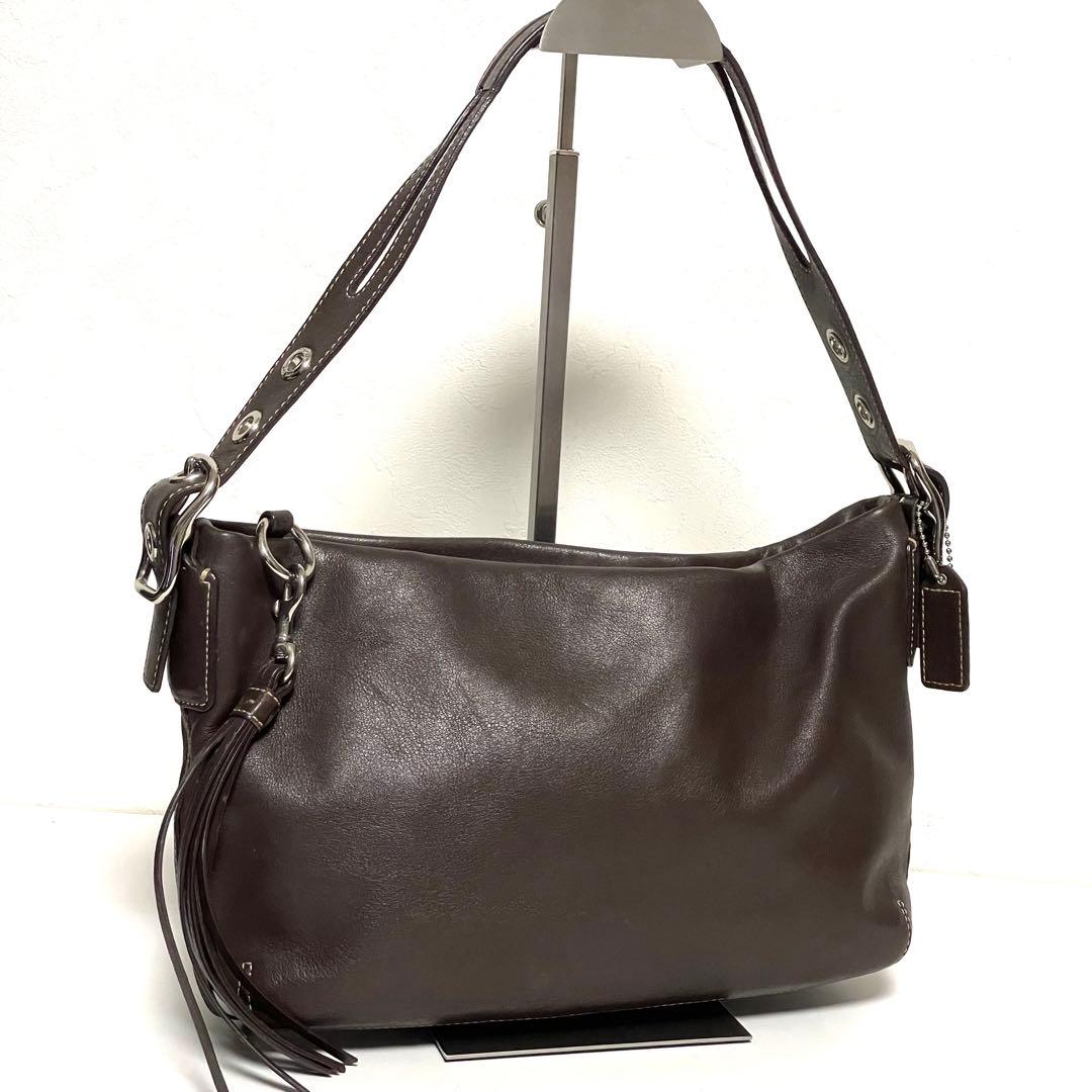 COACH ワンショルダーバッグ レザー タッセル F01417 ブラウン