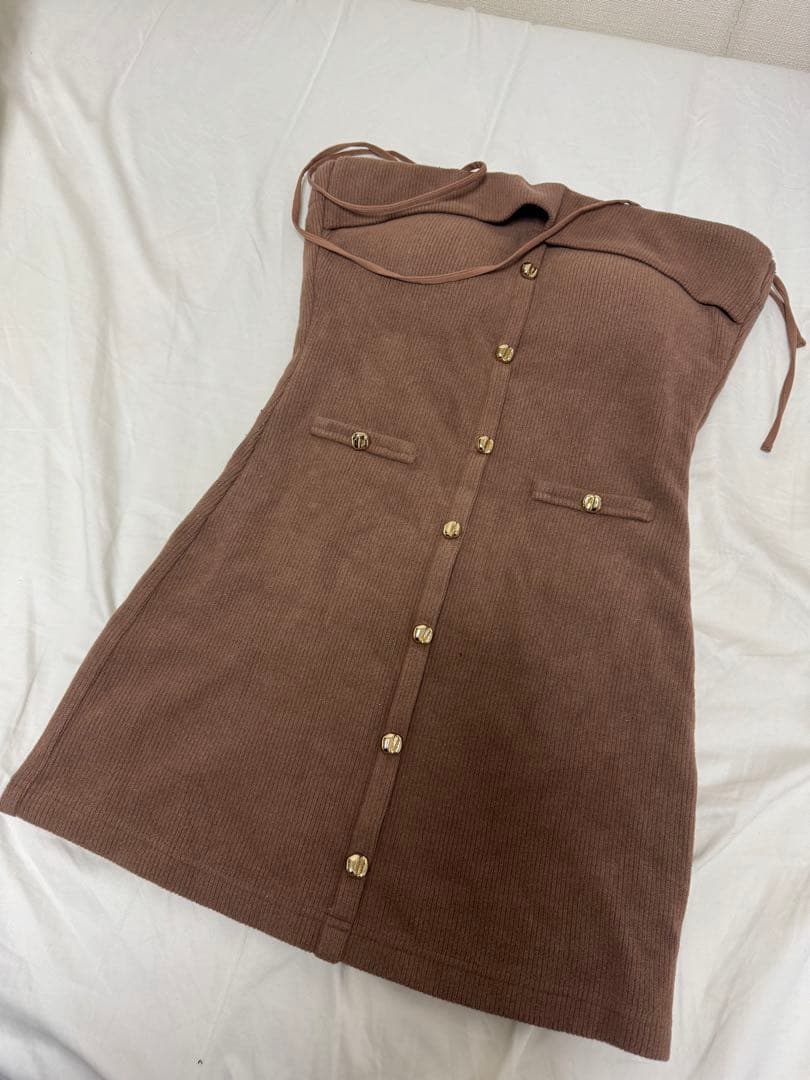 ROBE de FLEURS ブラウンタイトドレス