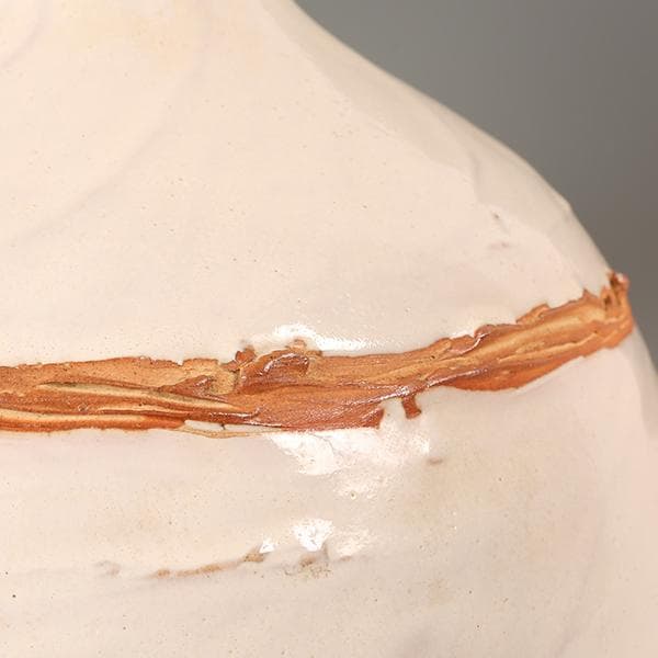 萩焼【波多野善蔵造】◆白萩細口蝋抜大壺◆指月窯【陶器・壺・花瓶・花入