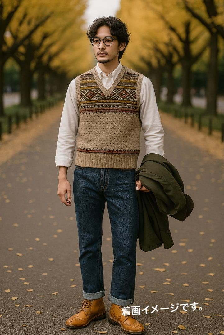 Jamieson's フェアアイル バーズアイ Vネック ベスト S