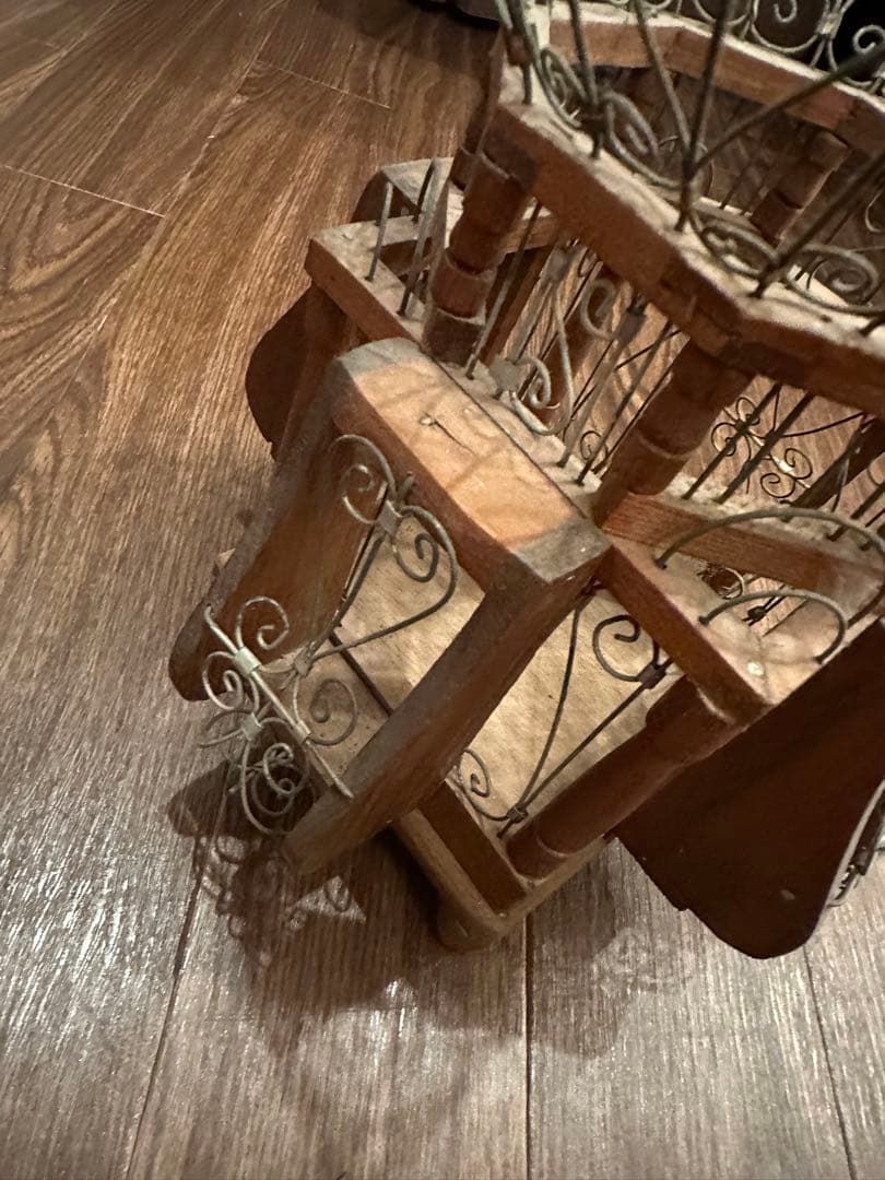 バードケージスタイル 置物 木製 金属製　アンティーク