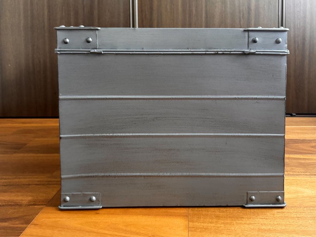 レトロ・ヴィンテージ風コンテナ収納ボックス ブリキ インダストリアル ミリタリー