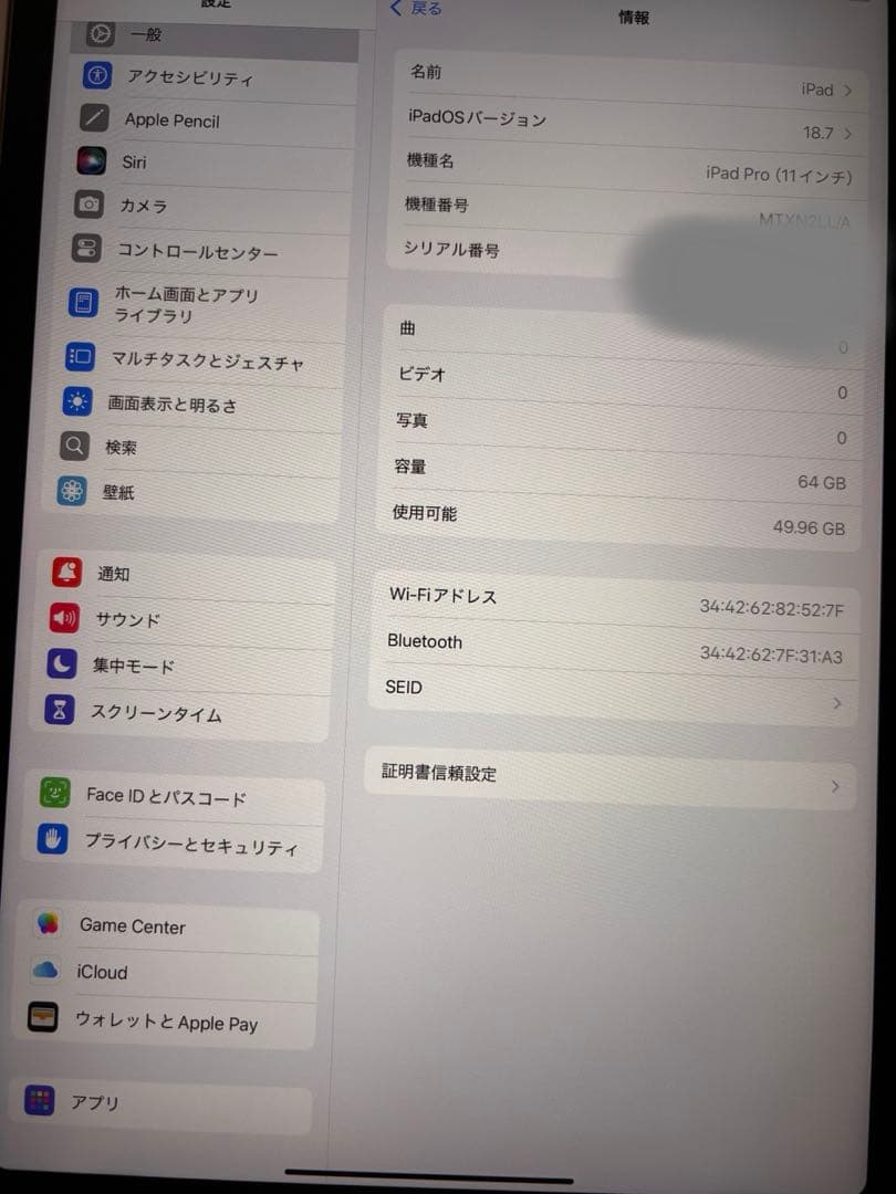 最終価格　超美品・iPad Pro 11inc第1世代 Wi-Fi 64G