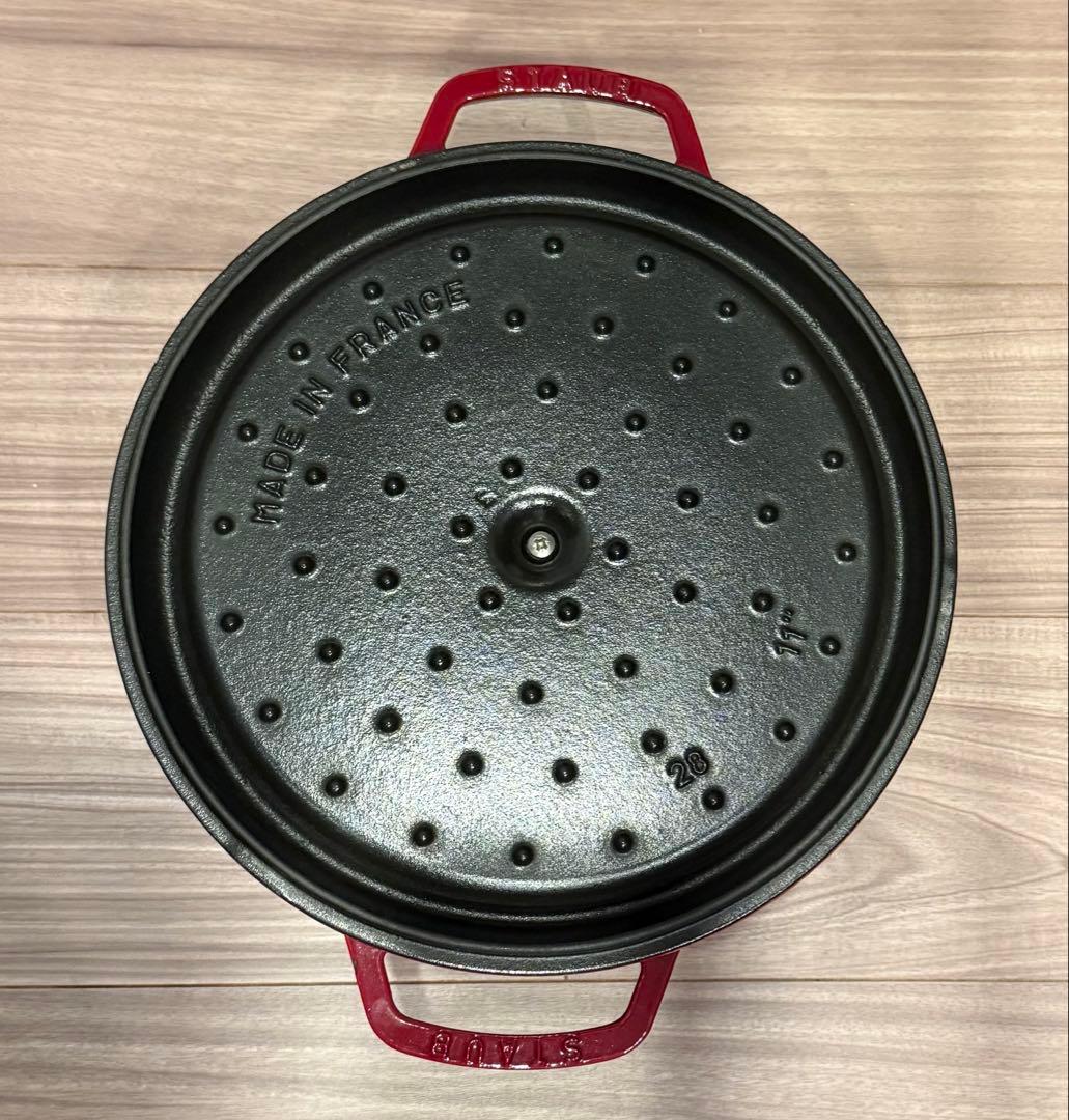 ストウブ　ピコ・ココット 28cm ラウンド　チェリーレッド　鋳鉄