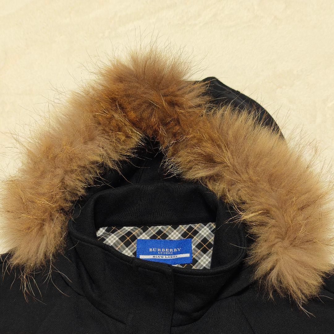 美品✨バーバリーブルーレーベル ポンチョケープコート　ラクーンファー　38