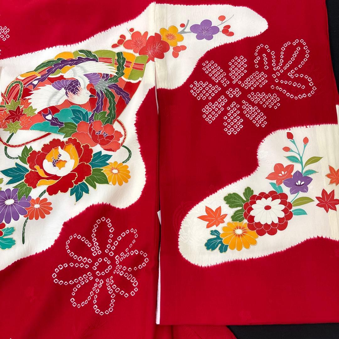 特選京友禅絞り染、手描美術、桶絞り工芸　新品正絹産着（お祝着）純古典四季花王朝文