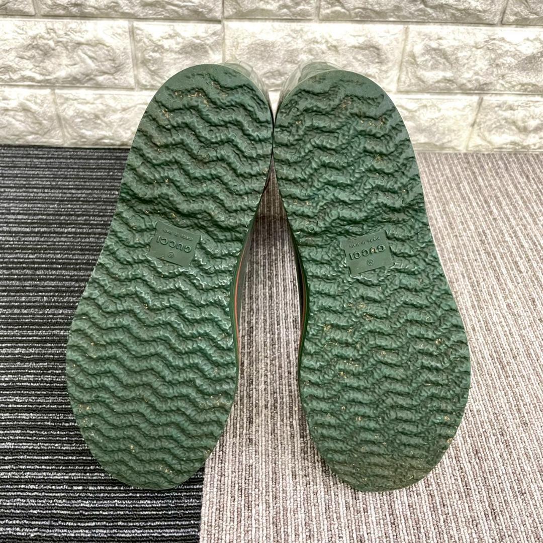 GUCCI　グッチ　レインブーツ　GG　シェリーライン　グリーン