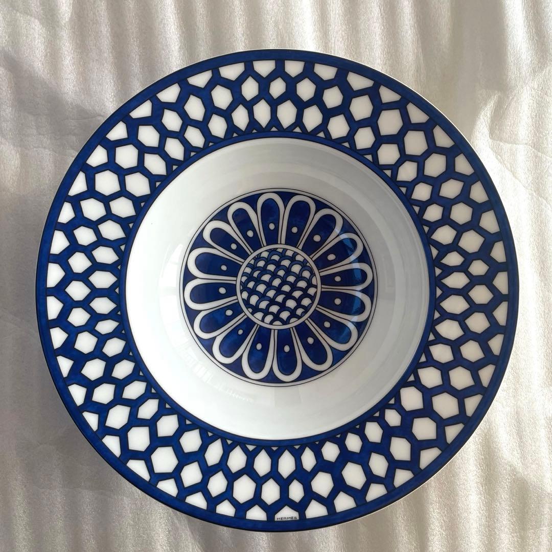 【未使用品】廃盤品貴重　エルメス　ブルーダイユール　スープ皿