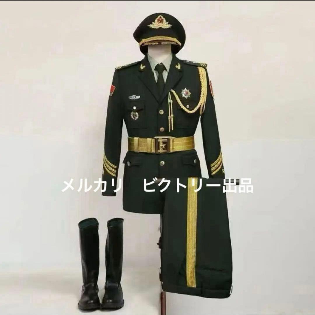 現役中国人民解放軍儀仗隊21式ゴールド ストライプ ベルト セット　星ロゴ