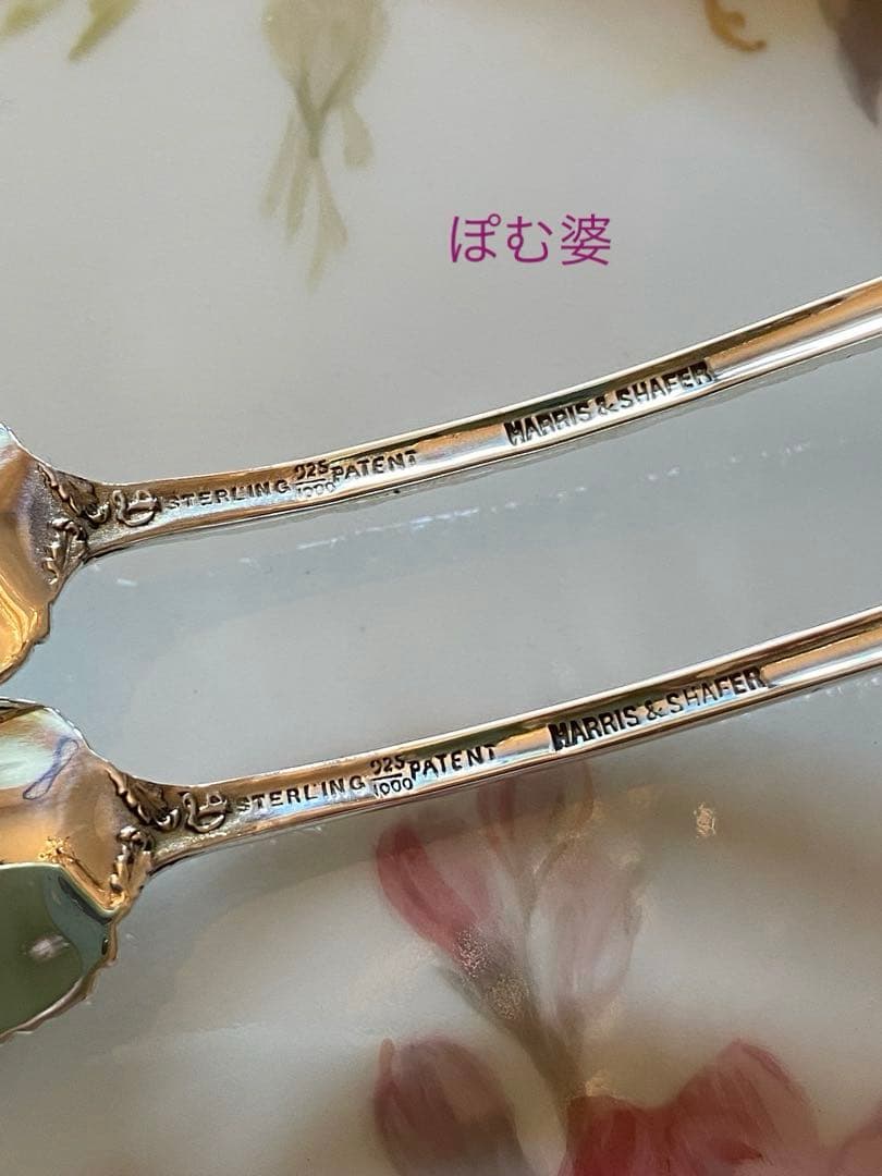 【米国／Durgin】純銀 スターリングシルバー／デザートフォーク4本