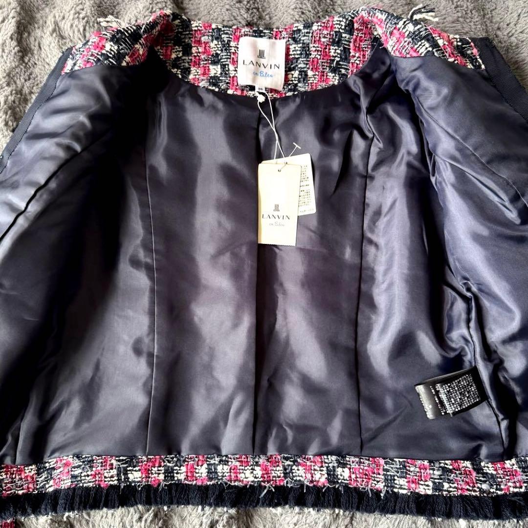 新品未使用品 LANVIN en Bleu ノーカラージャケット 36 定価4万