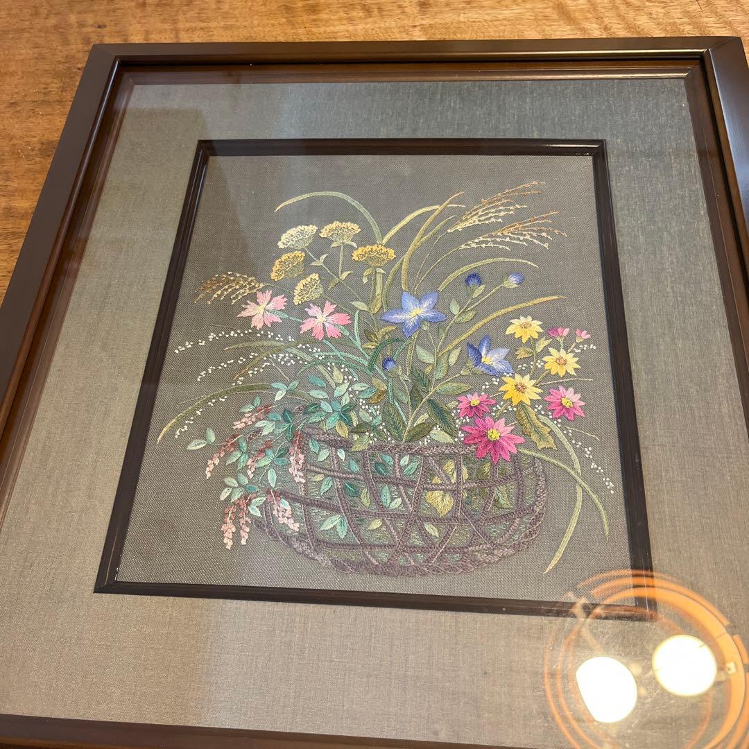 戸塚刺繍作品額　花籠