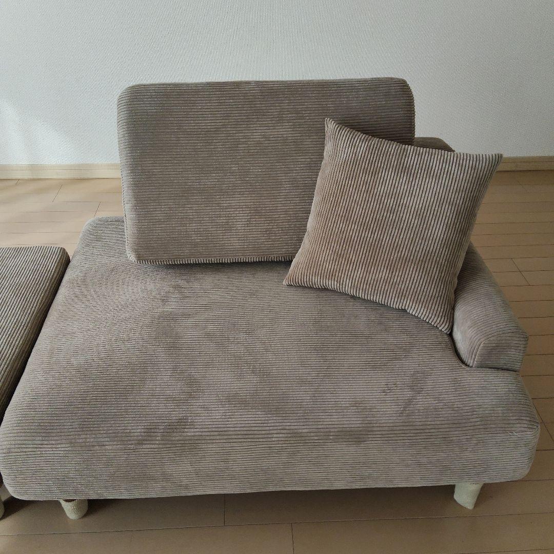 【引取限定】ニトリ　ベージュ コーデュロイ ソファベッド