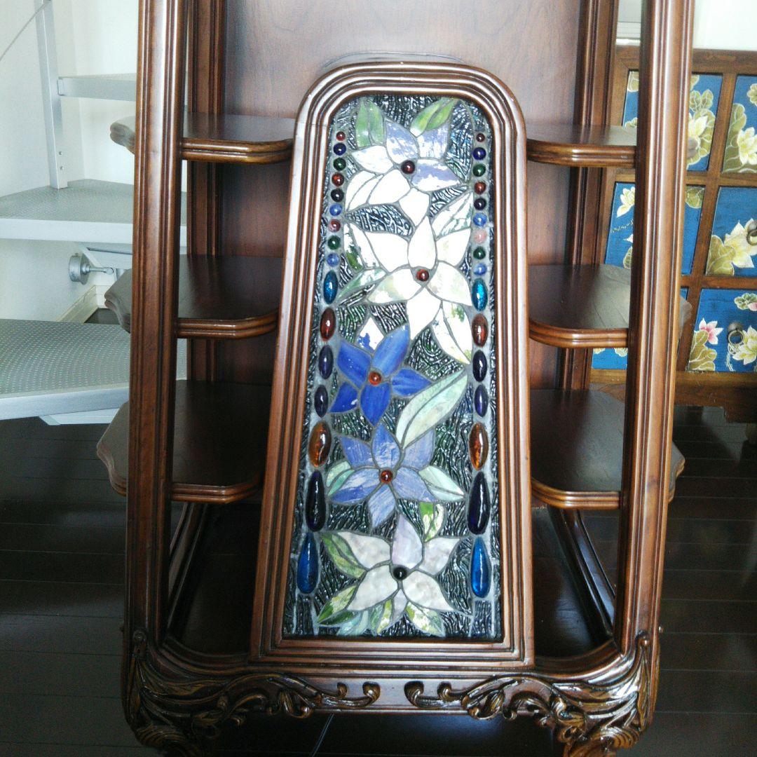 アンティーク ステンドグラス モダン木製キャビネット