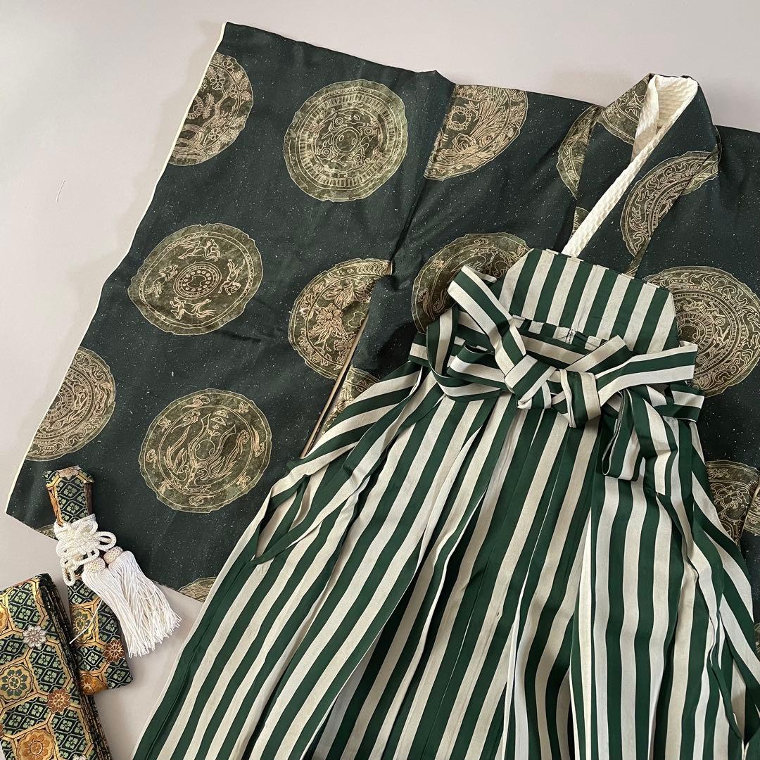 七五三　3歳　アンティークお着物　袴コーデ