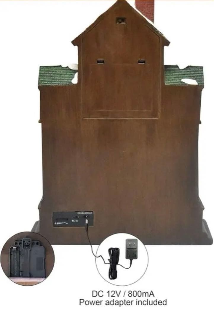 クリスマス装飾カッコウ時計、クリスマスビレッジシーン、LEDライト、音楽、