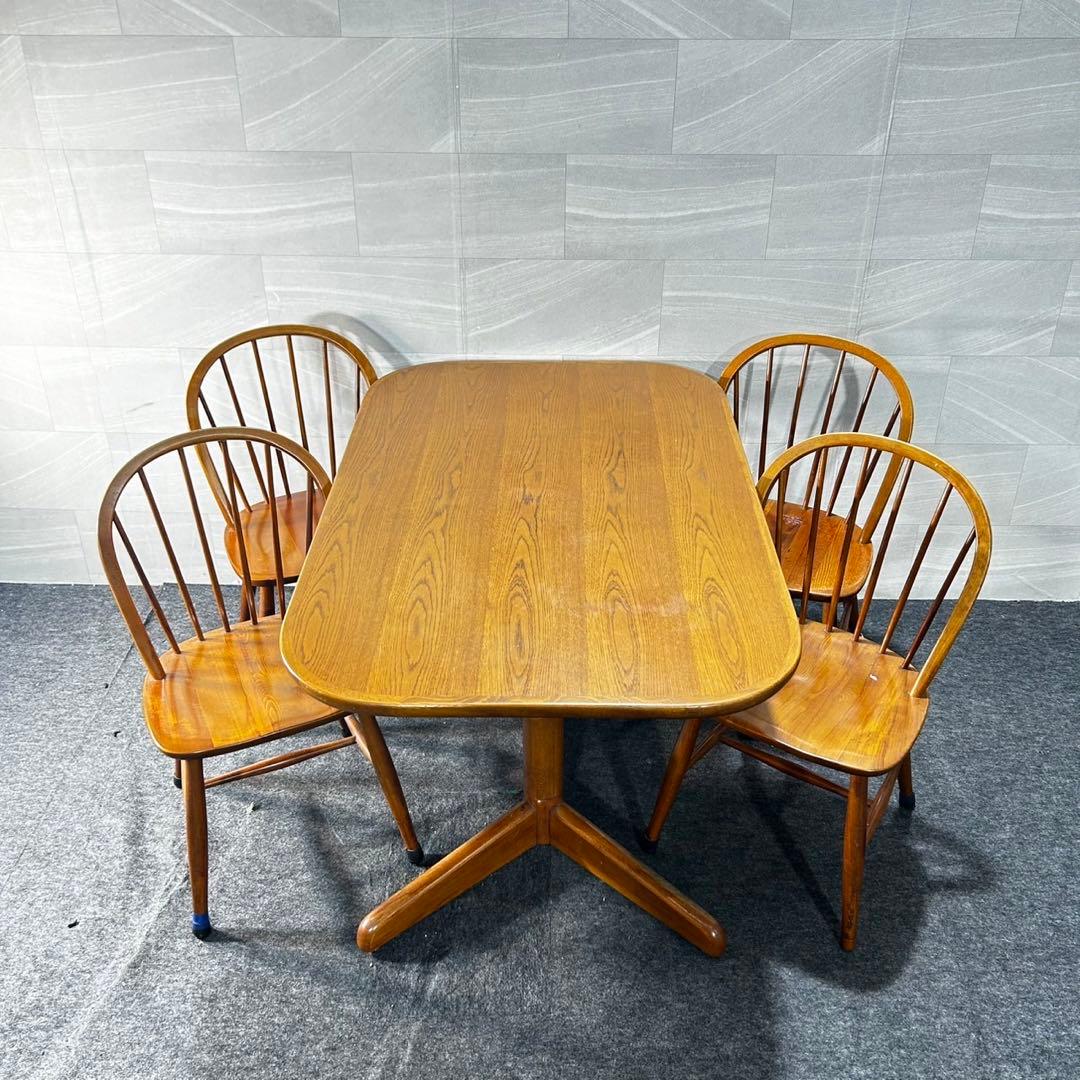 飛騨産業 ダイニング5点セット クラシック キツツキマーク 天然木 d4681