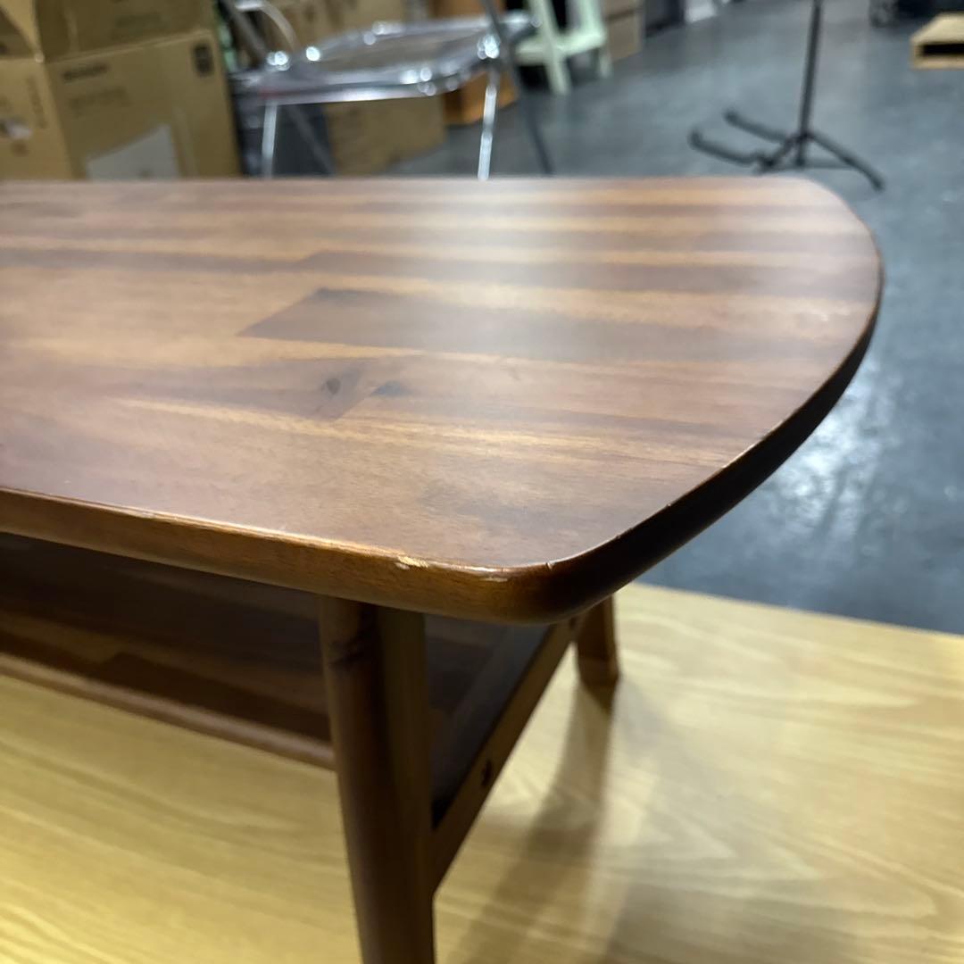 unico ダークブラウン木製楕円形センターテーブル