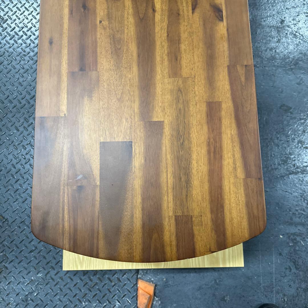 unico ダークブラウン木製楕円形センターテーブル