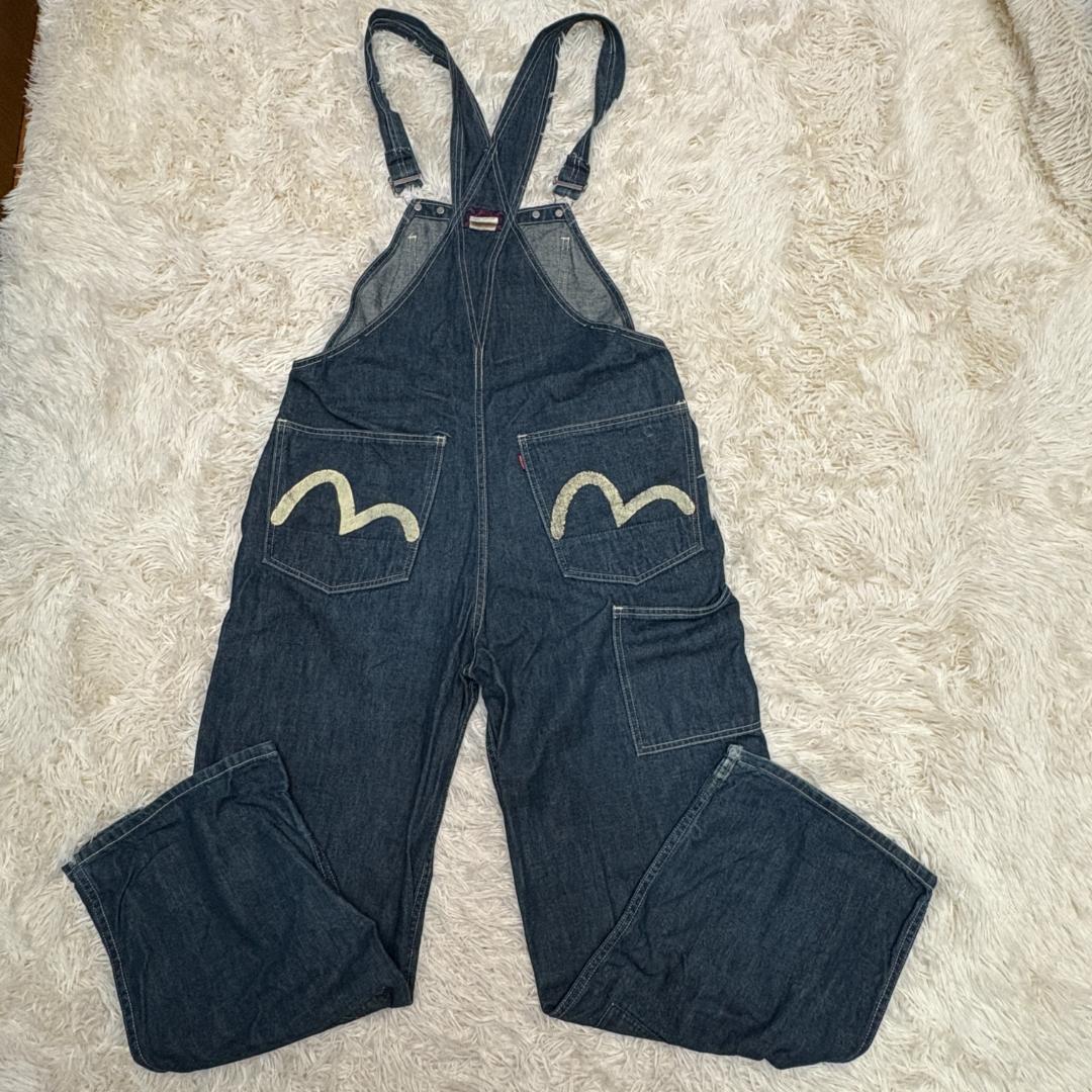 1点もの　希少　EVISE　完売品　オーバーオール　W32 濃紺　デニム