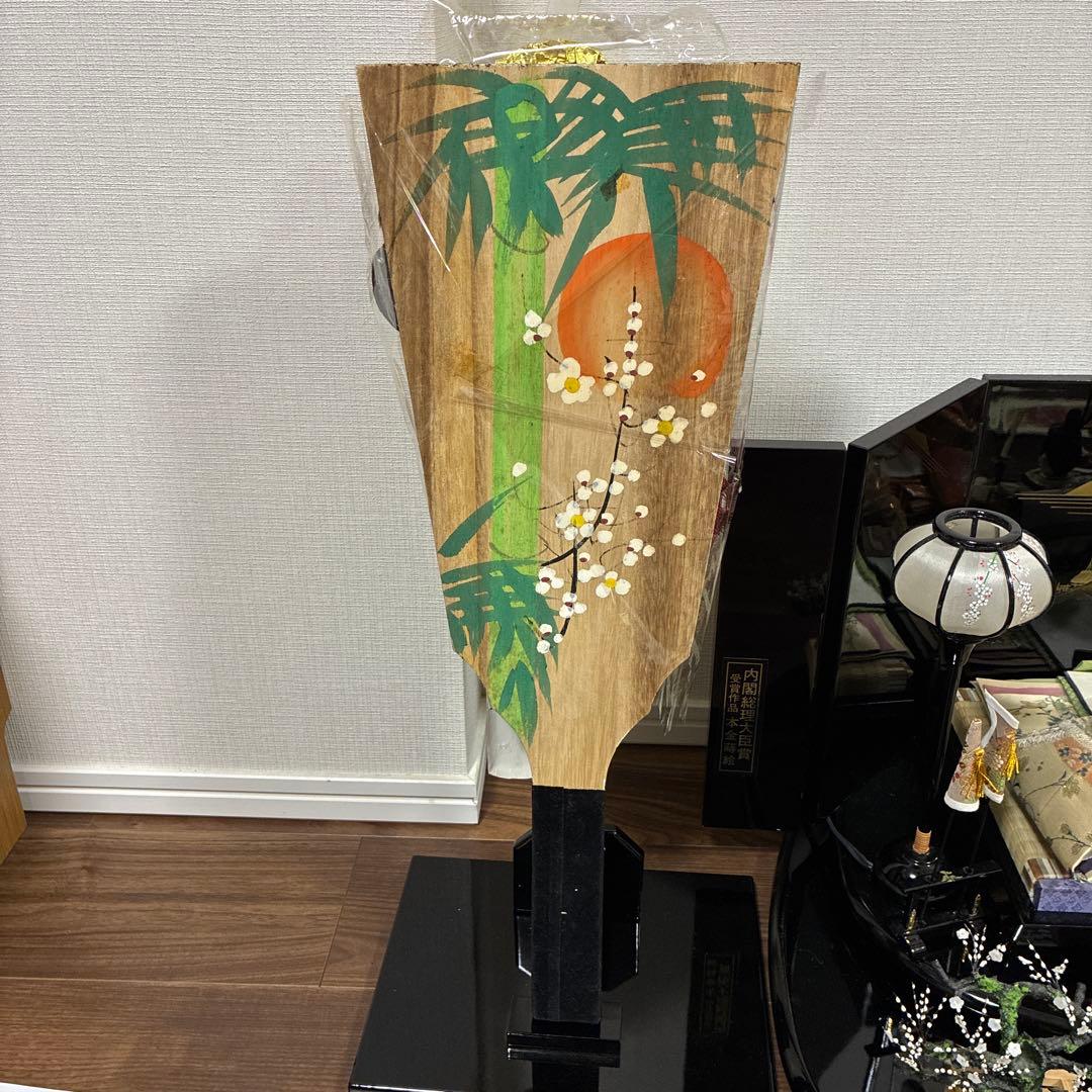 【引き取り限定】極上手造り木製品　雛人形 伝統的な雛人形　内閣総理大臣賞 羽子板