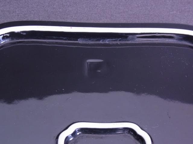 金彩黒地エナメル　角皿　装飾大皿　菓子鉢　エッチング　手書き　アンティーク　骨董